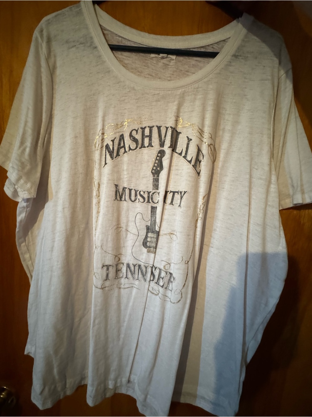 Maurices White Nashville Music City Tennessee Graphic Tee with Gold Accent